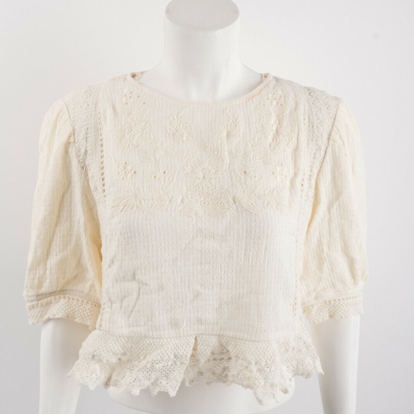 Zara Women Embroidered Crop Top Shirt Blouse XXL - Picture 2 of 7